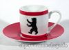 Hochwertige Espressotasse mit vollfl�chig bedrucktem Berlin-Wappen und Untertasse aus unserer Flaggenbecher-Serie.